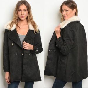 *SALE* NWT HYFVE Black Faux Suede Trench Coat sz S